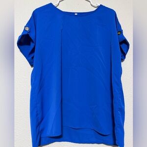 SHEIN Royal Blue Blouse with Buttoned Sleeves